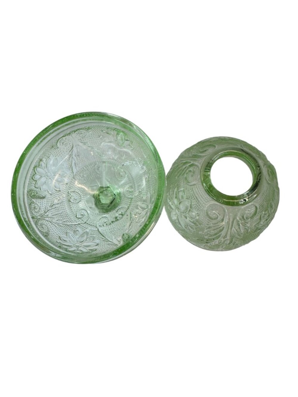 Tiara Indiana Glass Chantilly Green Fairy Lamp 2-pc Candleholder Decor Vtg 70s - Picture 6 of 16